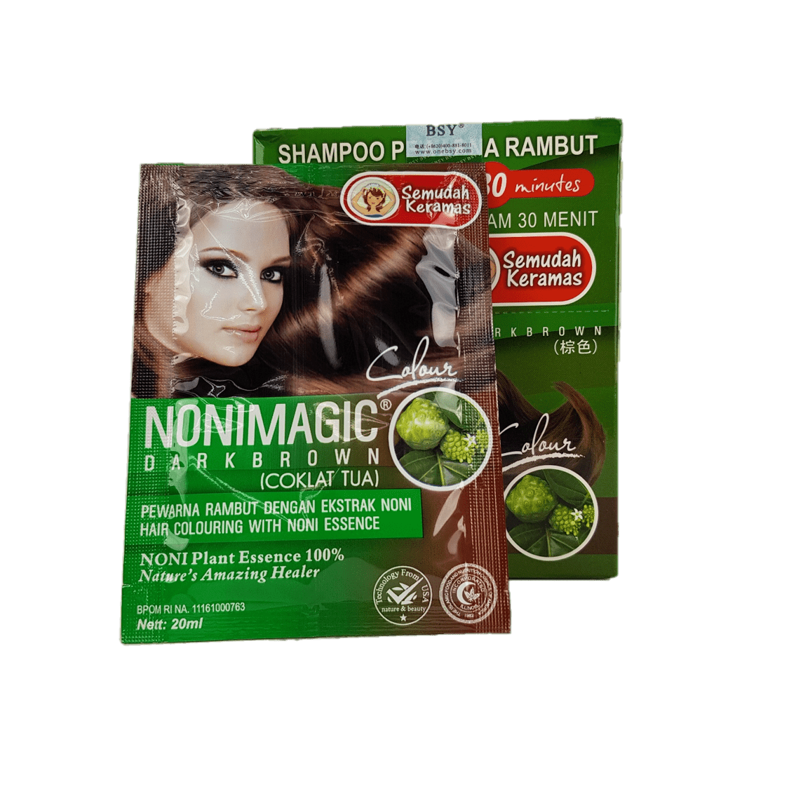 BSY NONI Magic Dark Brown - Simple & Instant Shampoo Hair Colour